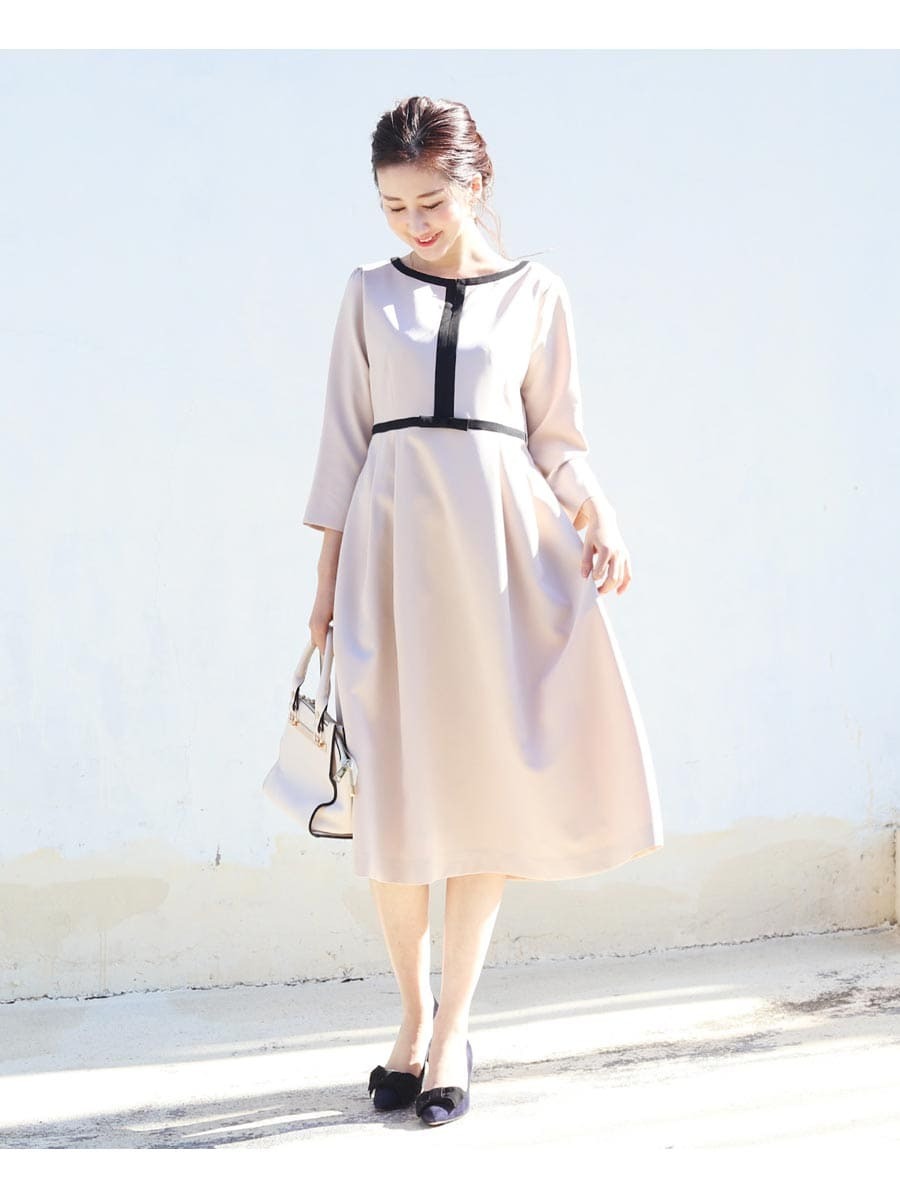 ミルクティー(Milk tea) シエル・リボン&トリミングポンチワンピース