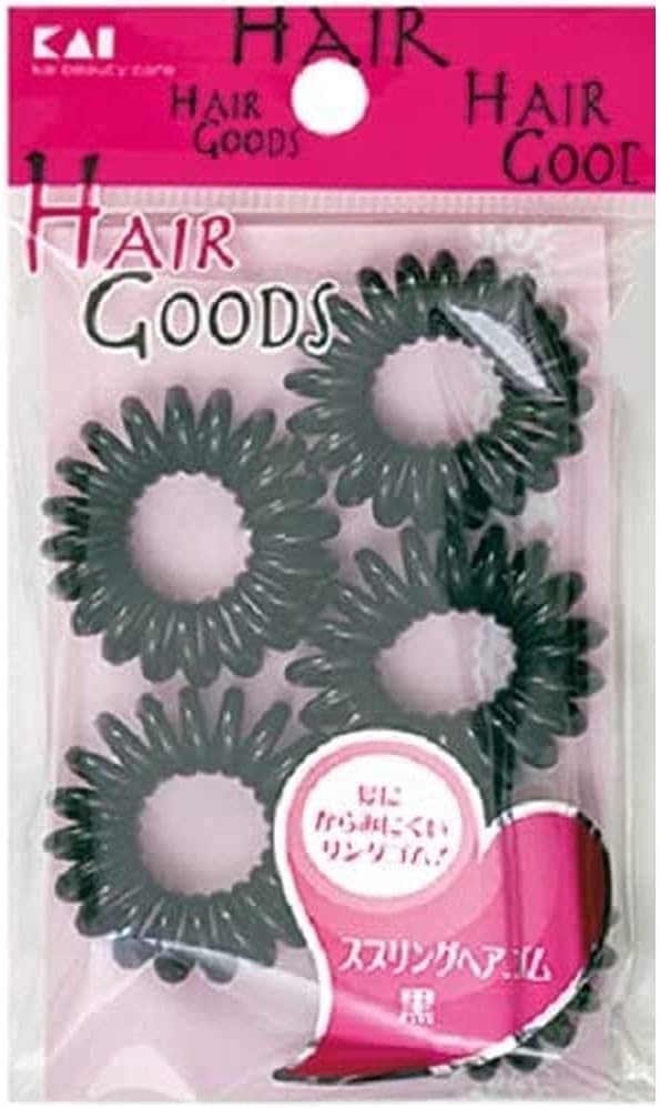 貝印 スプリングヘアゴム 黒 5個入り