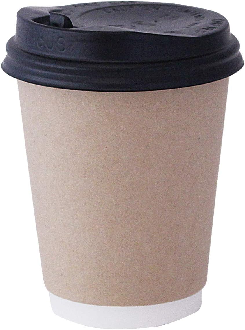 デイニーズ 二重断熱紙コップ 黒ふた付 クラフト