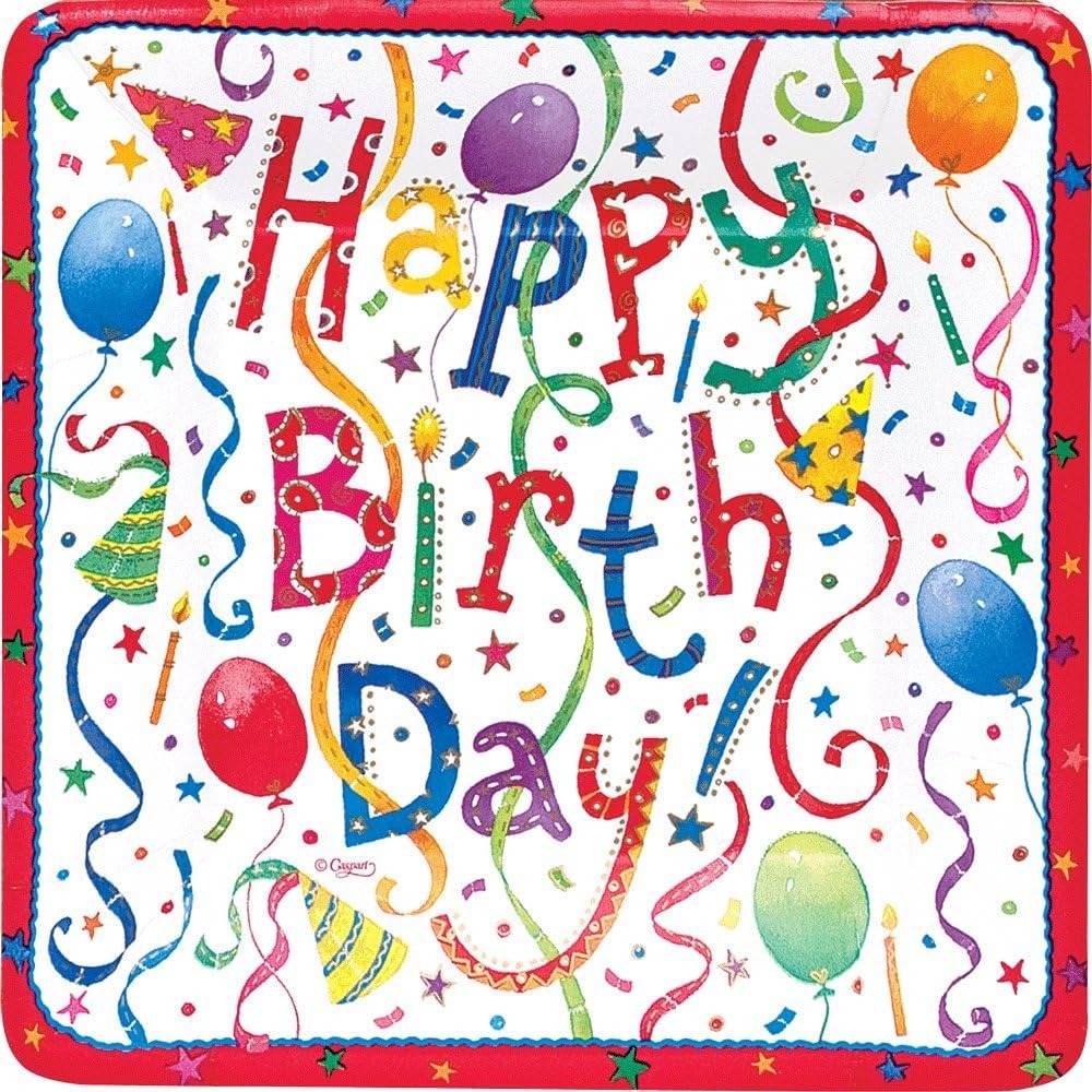 カスパリ(Caspari) ペーパープレート スクエアプレート HappyBirthday