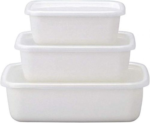 野田琺瑯(NODA HORO) ホワイトシリーズ レクタングル深型M密閉蓋付 3サイズセット