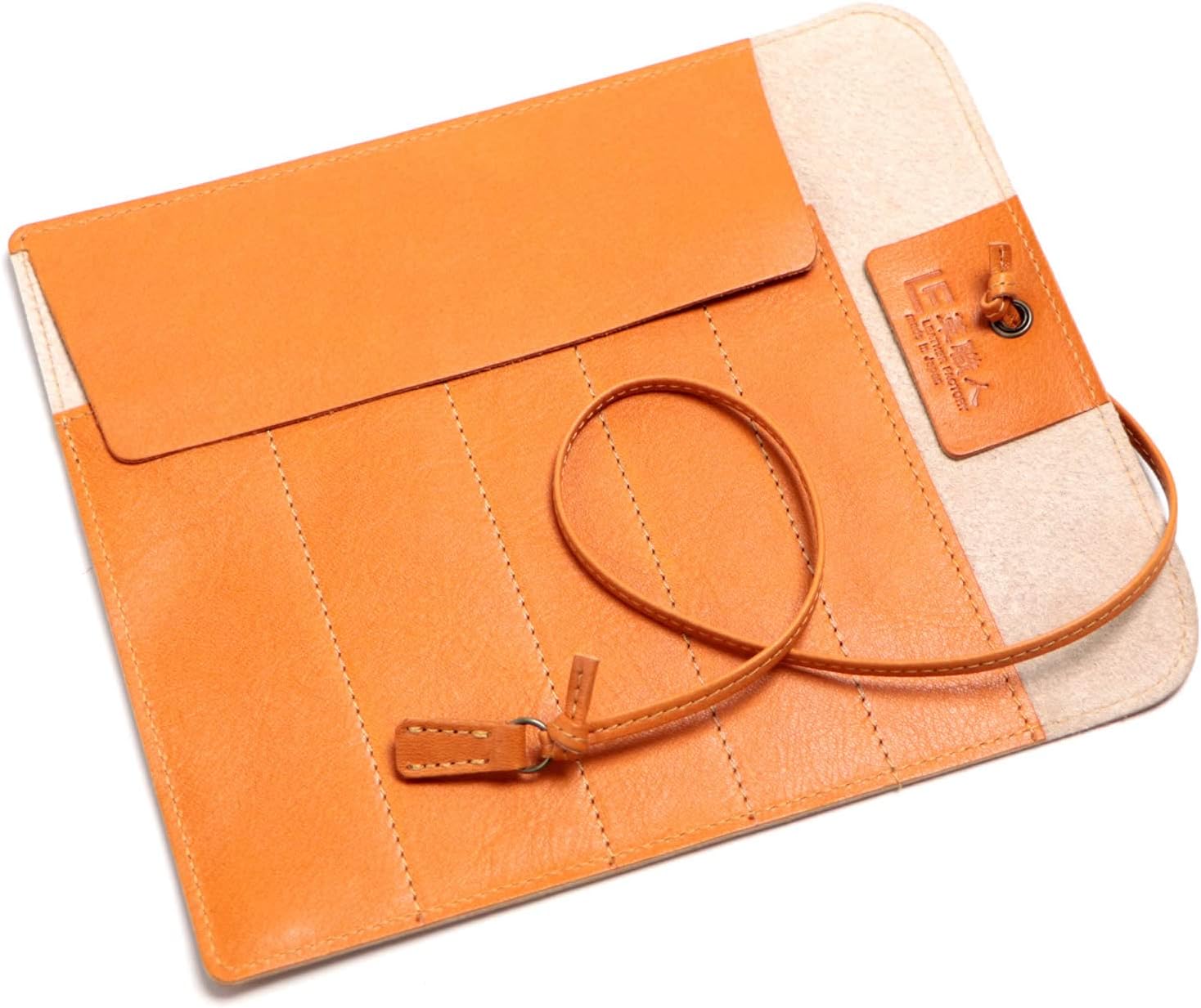 革職人 Dualline 革製留め具付き5本差しロールペンケース