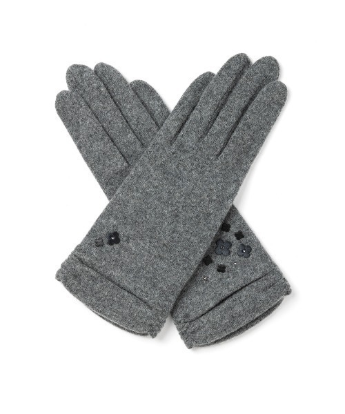 アンテプリマ(ANTEPRIMA) タッチパネル対応 フィオーリモチーフ付きカシミヤ混ジャージグローブ