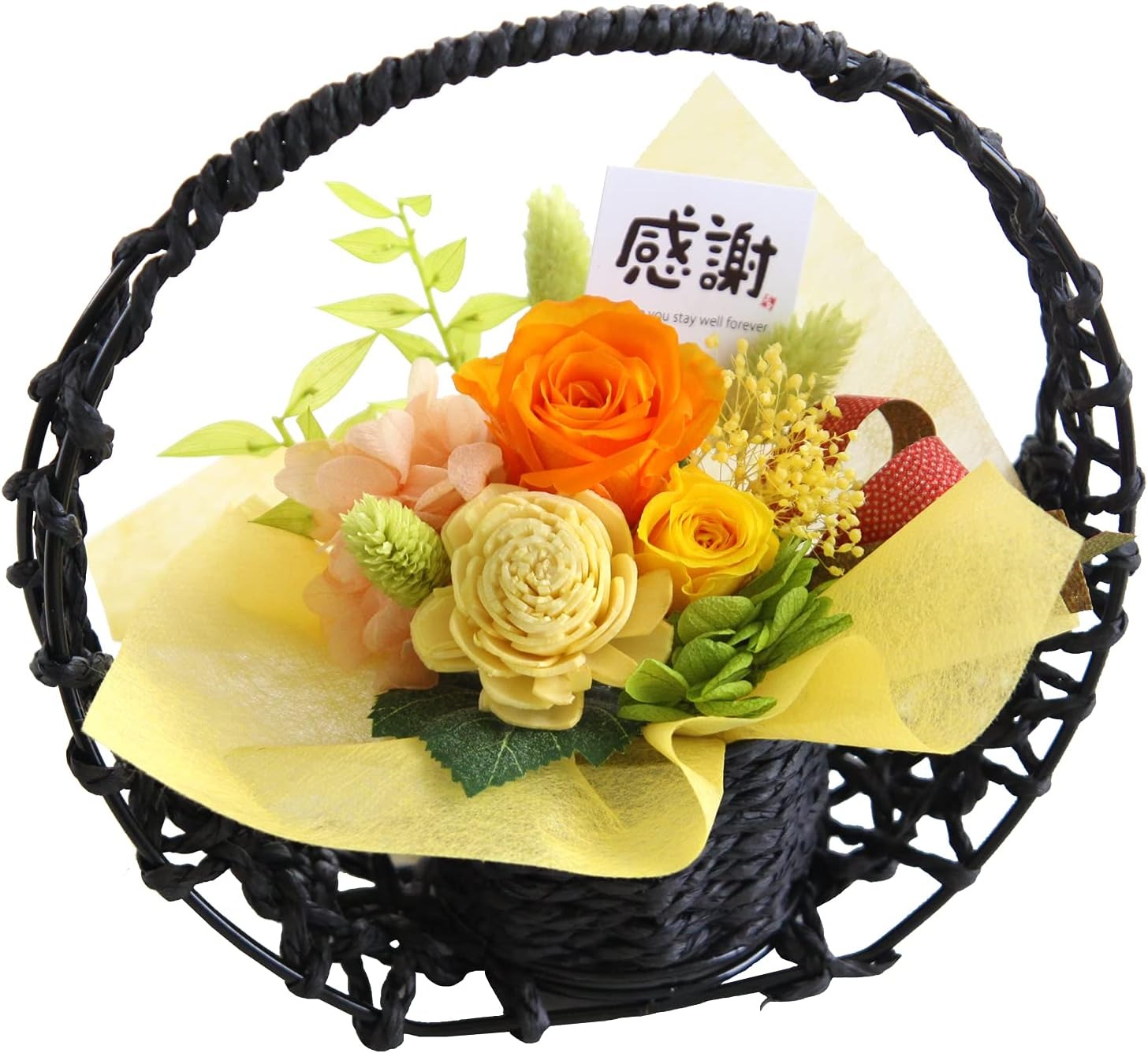 フラワーマーケット花由(hanayoshi) 和風 プリザーブドフラワー 花宵月 イエローn1感謝 zp15
