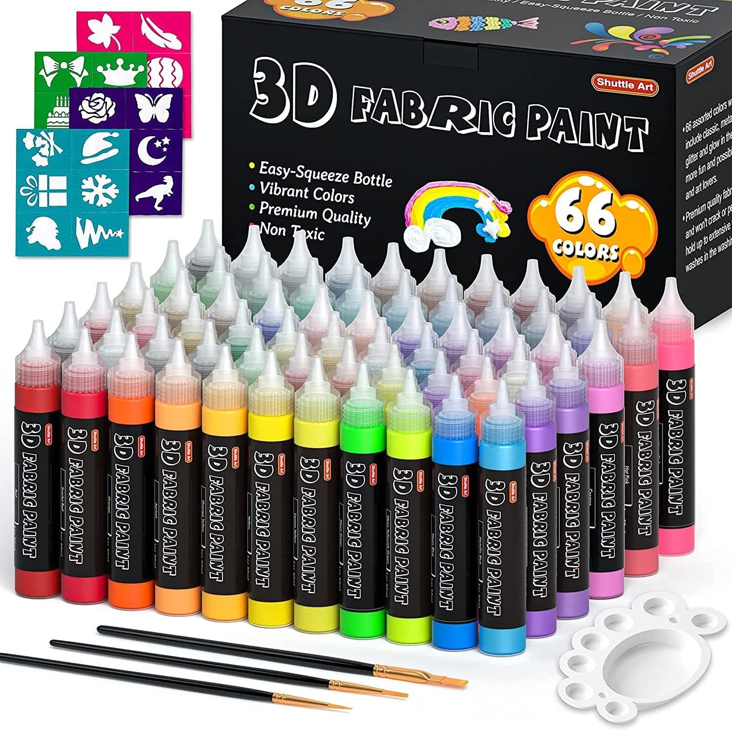 シャトルアート(Shuttle Art) 布用絵の具 3D 立体 66色セット