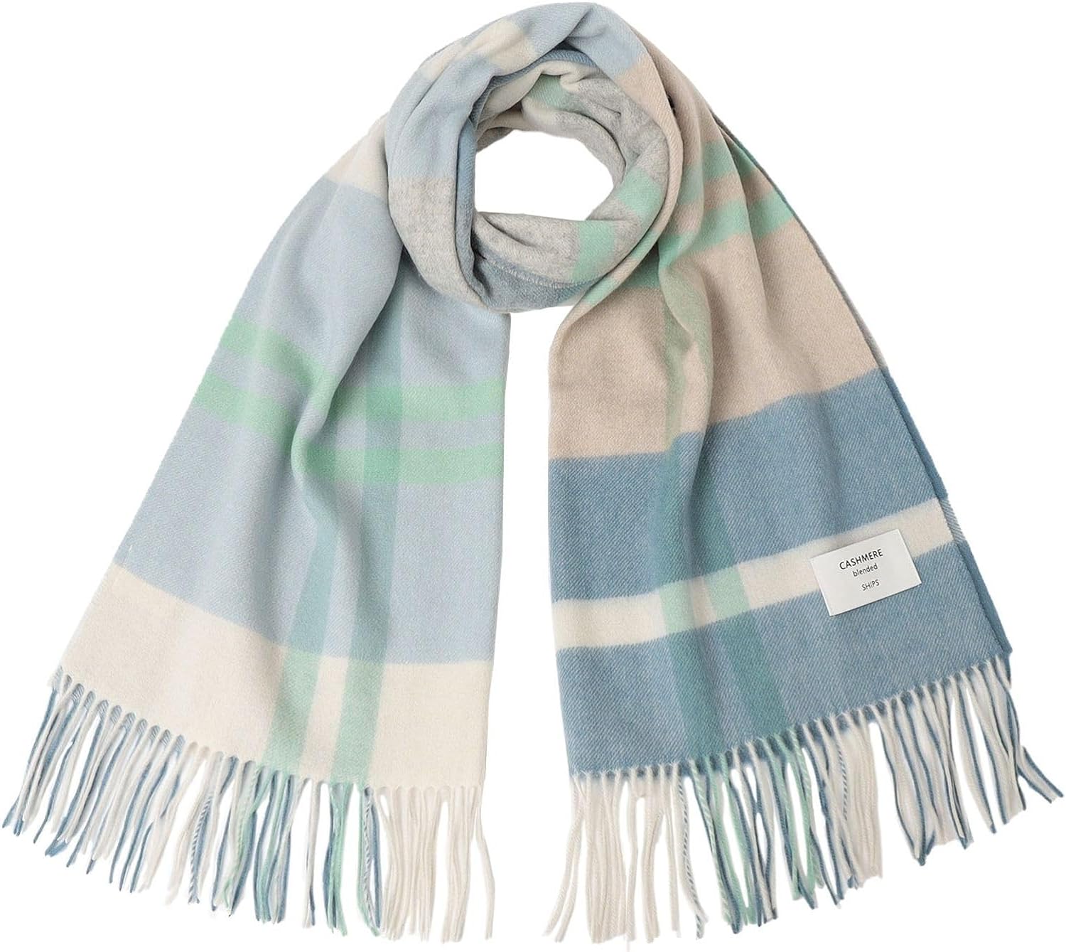 シップス(SHIPS) チェック ウォッシャブル ウール カシミヤ ストール 23AW