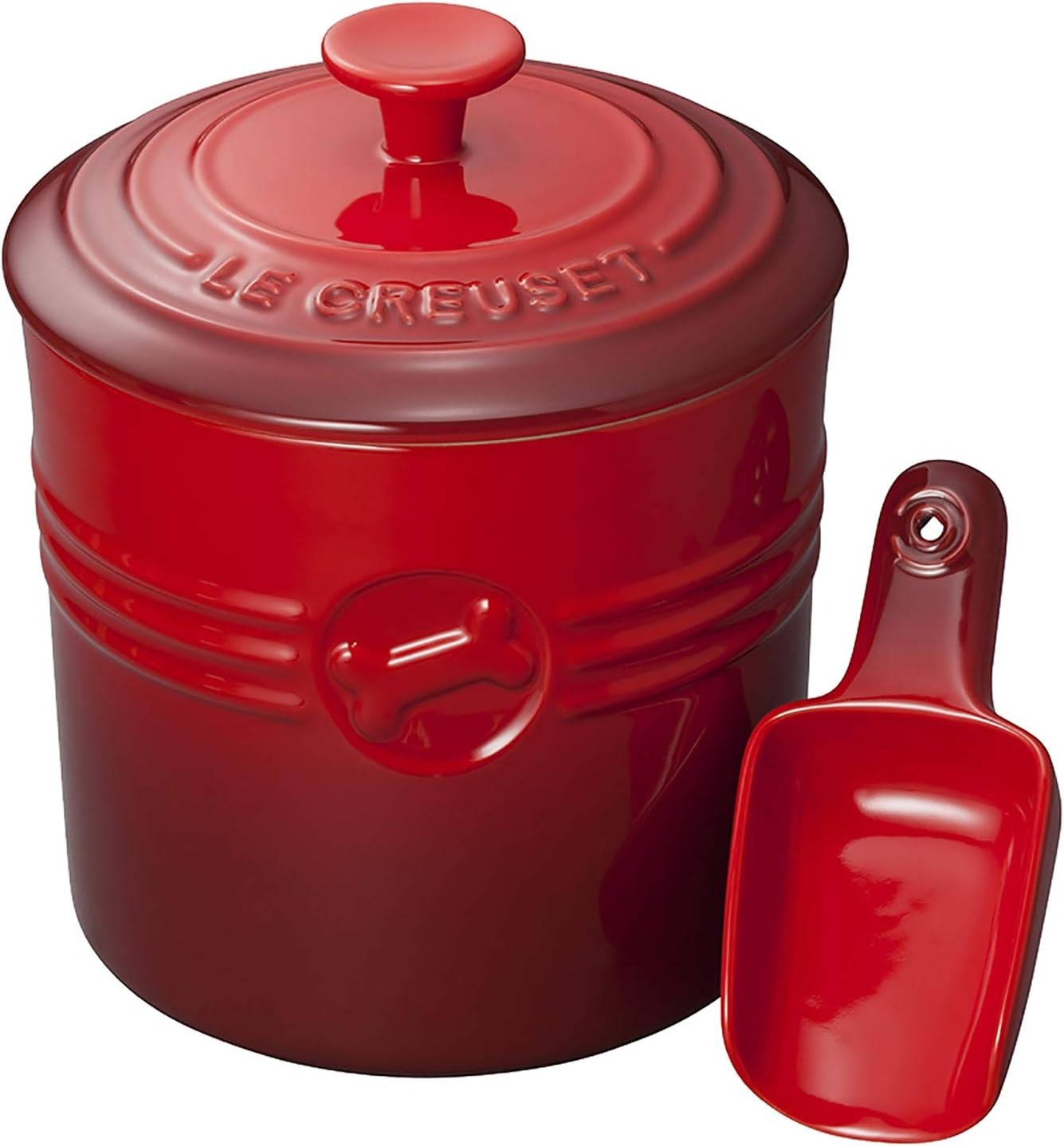 ル・クルーゼ(LE CREUSET) ペットフード・コンテナー スクープ付き チェリーレッド 2.3L