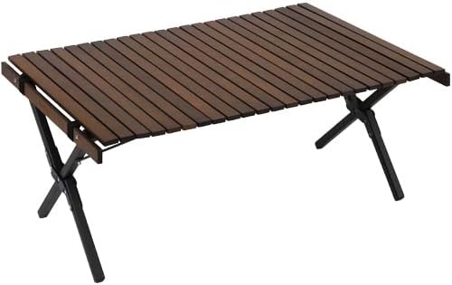 クイックキャンプ(QUICKCAMP) X脚ウッドロールローテーブル QC-WTX90