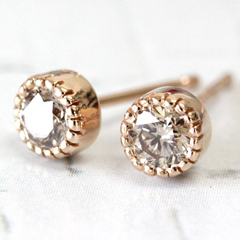 ジュエリーエクセレンテ シャンパン ブラウンダイヤ ピアス 0.3ct