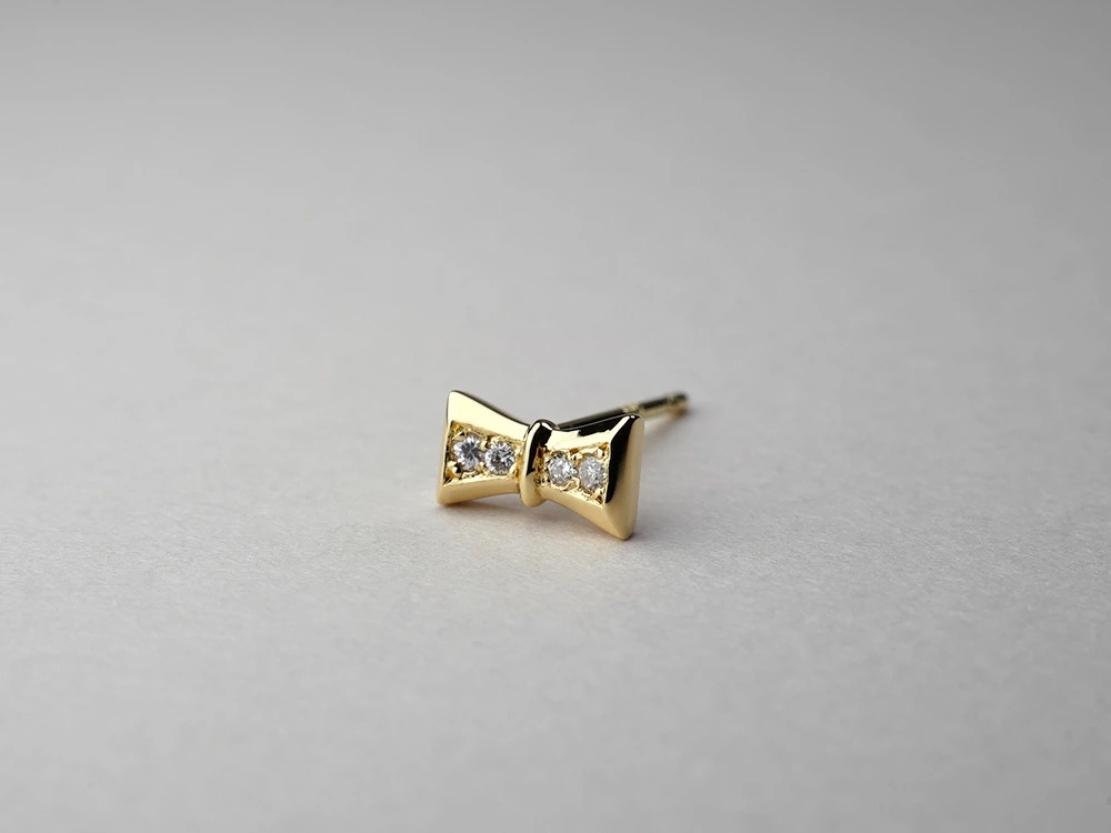 RAPA K18 ダイヤモンド レゴ リボン ピアス