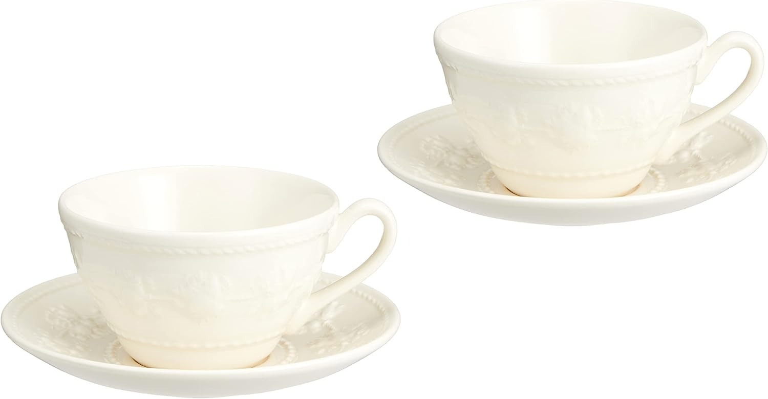 ウェッジウッド(Wedgwood) フェスティビティ アイボリー ティーカップ ソーサー ペア 1054007
