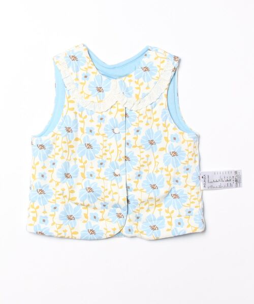 モイモルン(moimoln) ブルーフラワー中綿ベスト