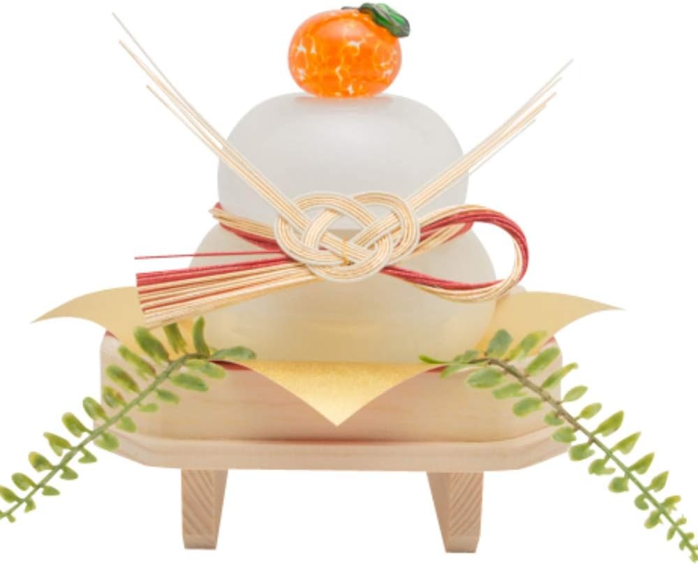 箱根クラフトハウス(CRAFTHOUSE) ガラス鏡餅 白 無垢 二枚足三方セット付き