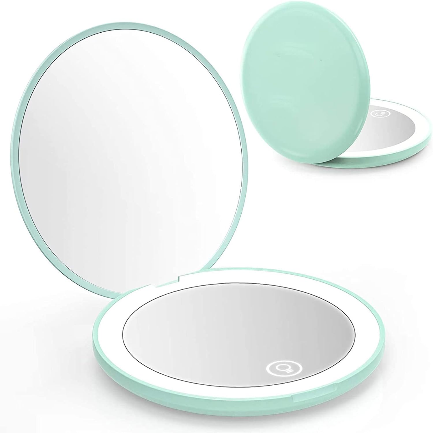 CALLC 10倍拡大鏡付 LEDライト付き 両面コンパクトミラー