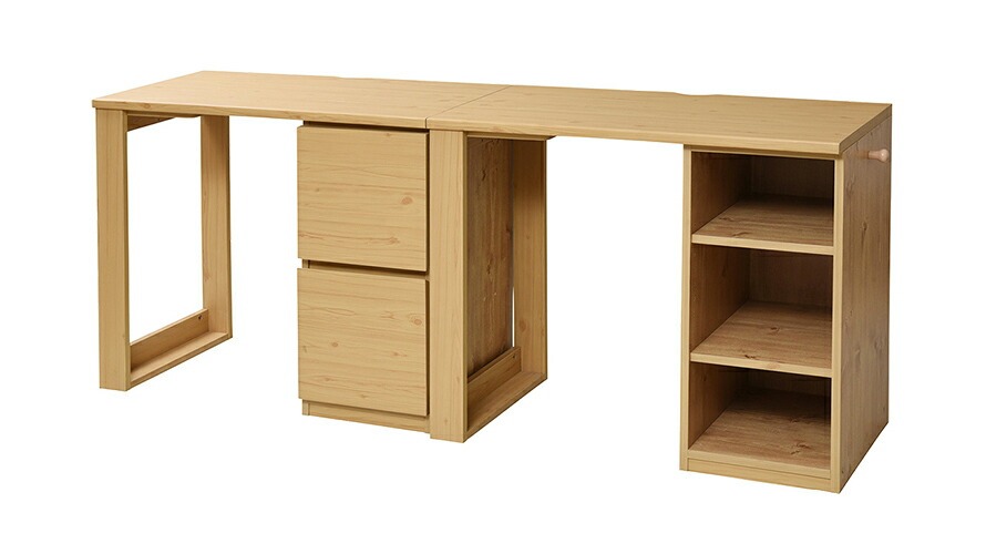 モダンデコ(MODERN DECO) ナチュラルツインデスク 棚+引出し収納タイプfwd-jk-0002set