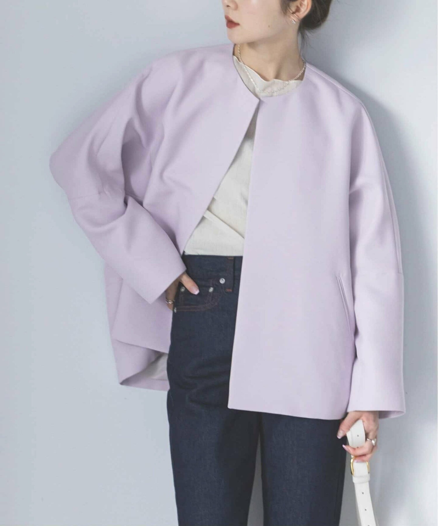 ノーブル(NOBLE) トリプルクロスライトクルーネックショートコート