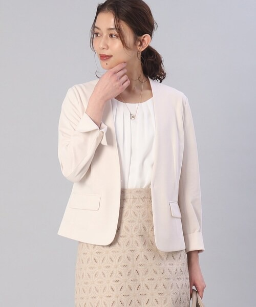 アンタイトル(UNTITLED) UV 接触冷感 イージーケア コットン混ジャージ カラーレスジャケット