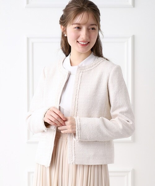 インデックス(index) セレモニー セットアップ対応 ツイードノーカラージャケット