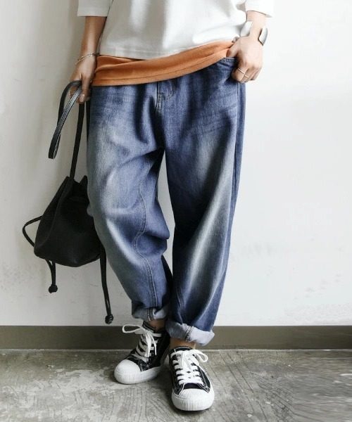 アンドイット(and it_) 深ゆるまた サルエル デニムパンツ