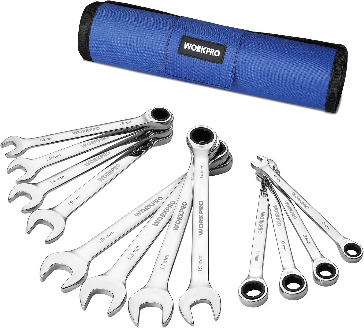 WORKPRO コンビネーションレンチ ラチェットレンチセット 8~19mm 12本組 W003348AH