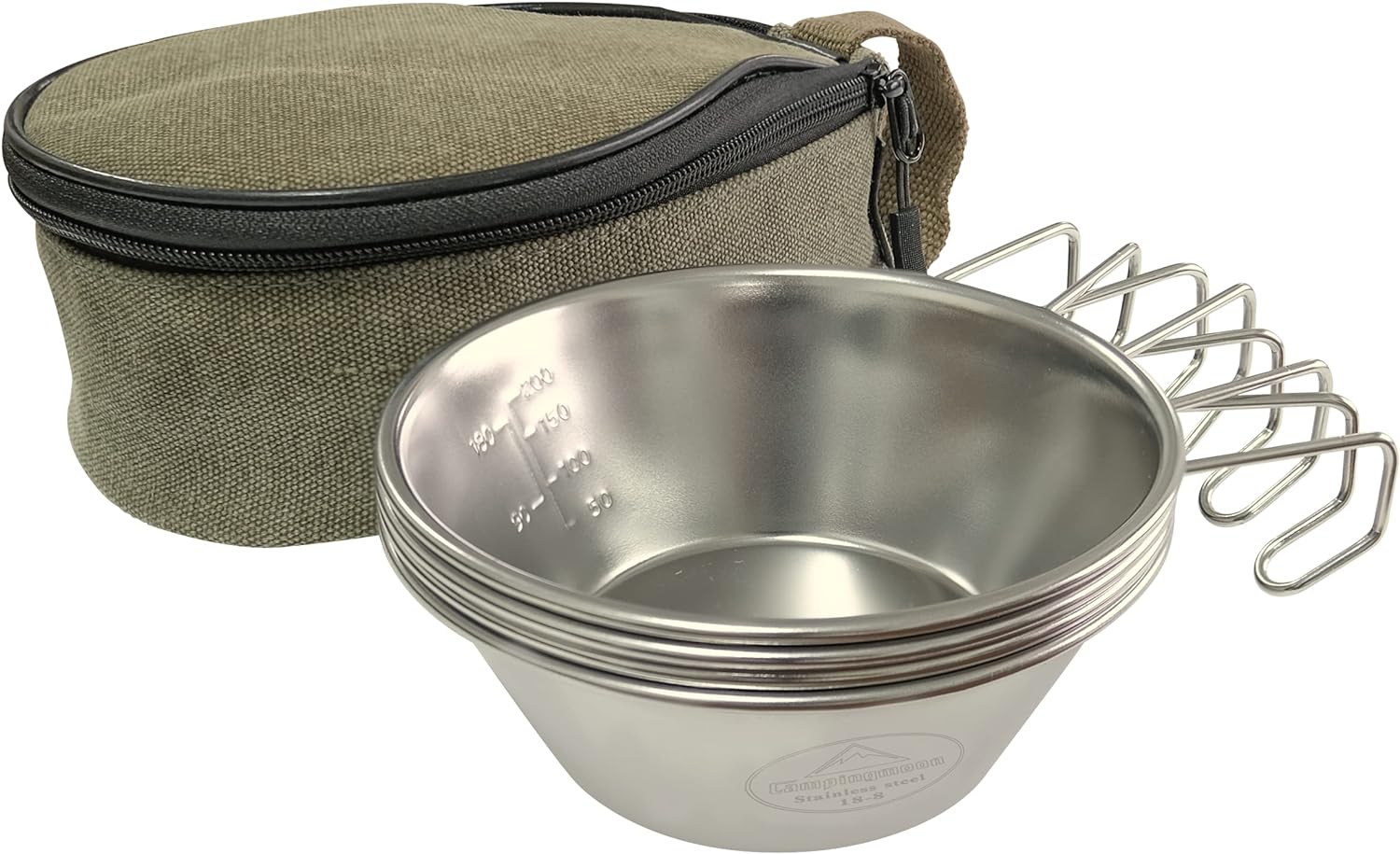 キャンピングムーン(CAMPINGMOON) ステンレス シェラカップ 310ml 4点セット 収納ケース付 S-220-4P+B