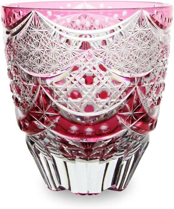 大場硝子加工所 江戸切子フリーグラス カーテンコール 金赤