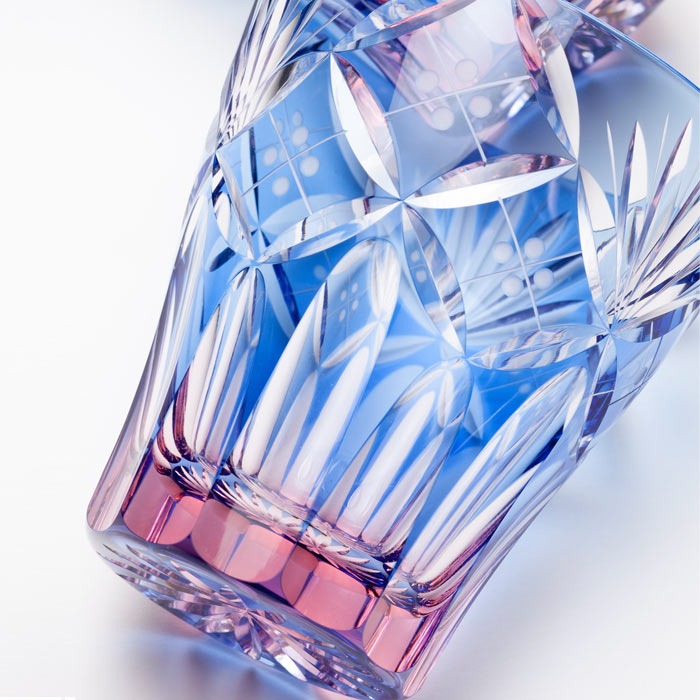 彩鳳(SAIHOU) 七宝笹の葉文様 ミニオールド ブルーピンク M-8573-BP