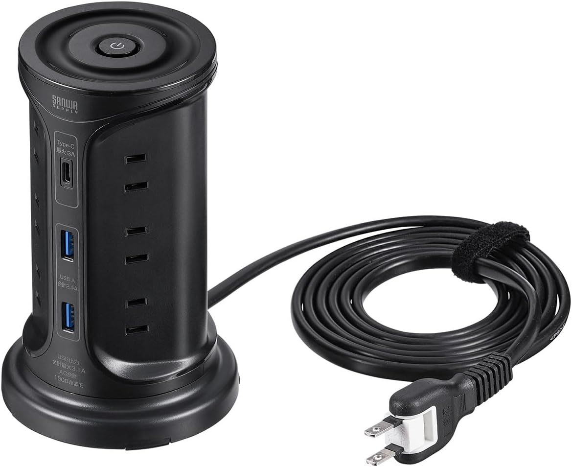 サンワサプライ(SANWA SUPPLY) タワー型電源タップ 700-TAP075 2024