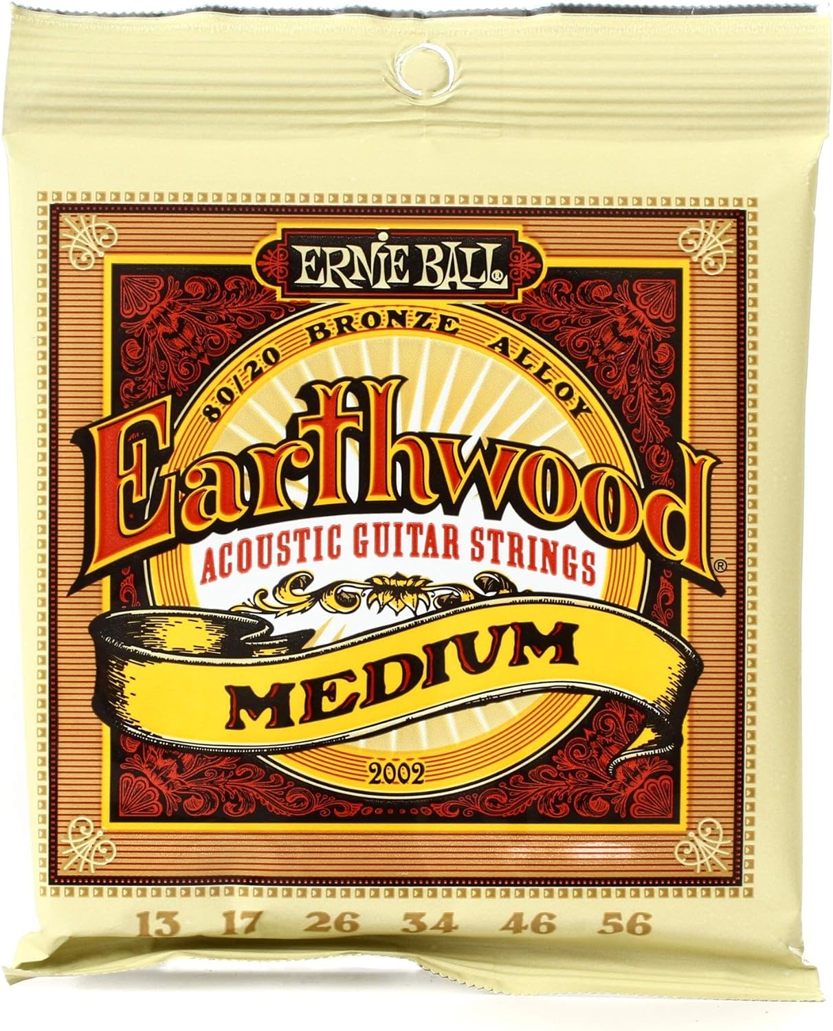 アーニーボール(ERNiE BALL) MEDIUM EARTHWOOD 80/20 BRONZE ACOUSTIC GUITAR STRINGS 13-56 GAUGE P02002