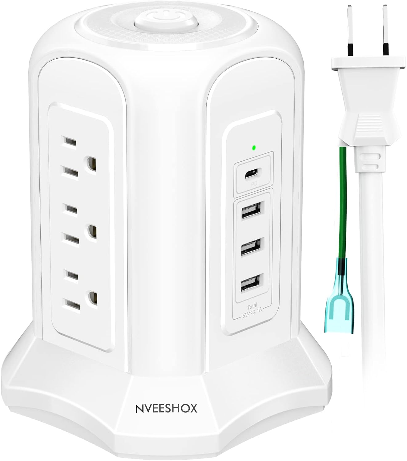 NVEESHOX 電源タップ タワー型 TP-VB4U9J