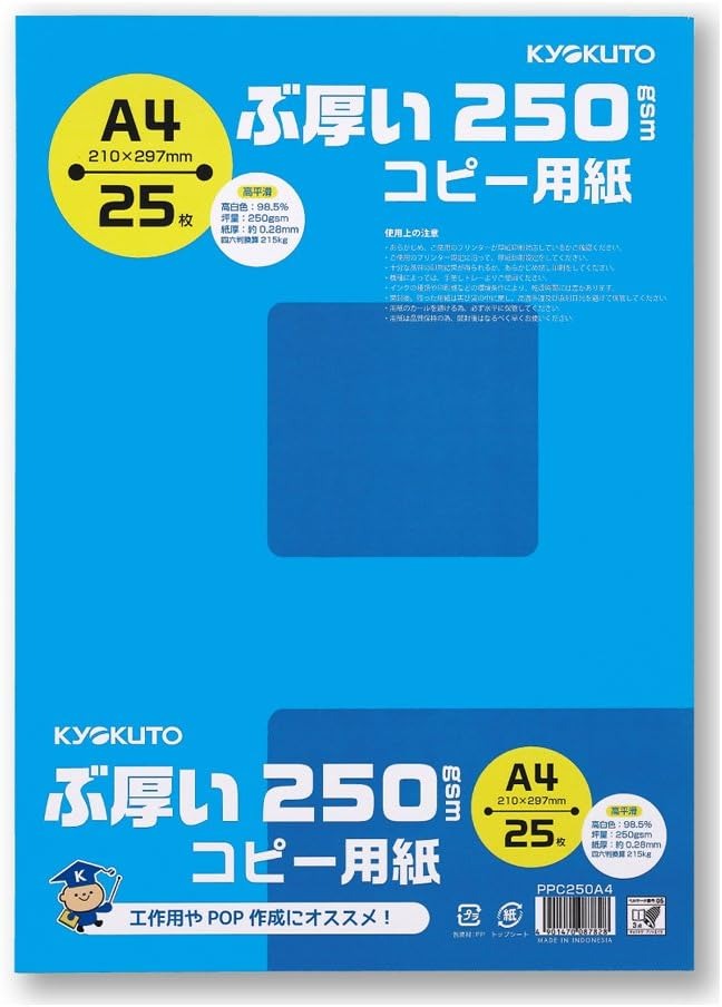 キョクトウ・アソシエイツ ぶ厚いコピー用紙 A4・250gsm PPC250A4