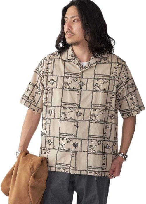 シップス(SHIPS) エンブロイダリー オープンカラー シャツ