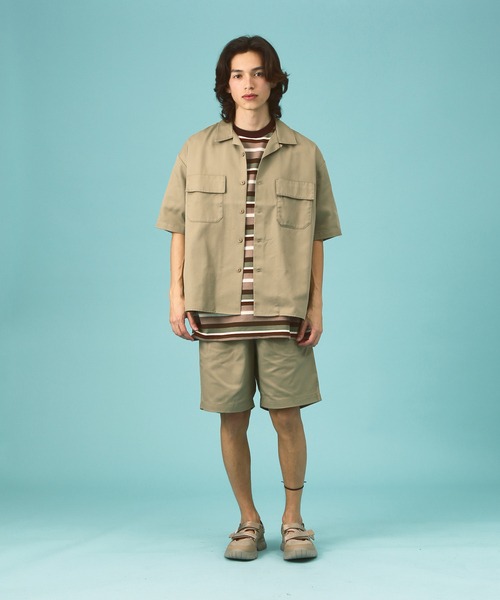 ディッキーズ(Dickies) オープンカラー 半袖 ワークシャツ