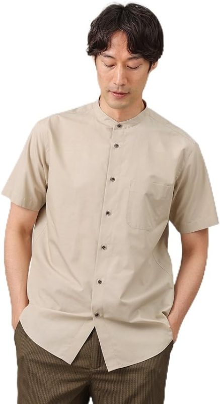 タケオキクチ(TAKEO KIKUCHI) コットン セルロース バンドカラー 半袖シャツ