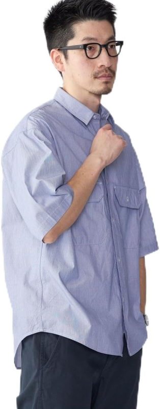 シップス(SHIPS) Wポケット ウォッシュド タイプライター ショートスリーブ シャツ