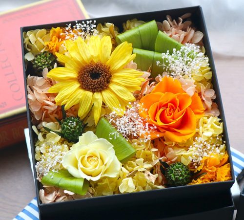 ベルフルール(Belles Fleurs) プリザーブドフラワー ひまわりボックスフラワー