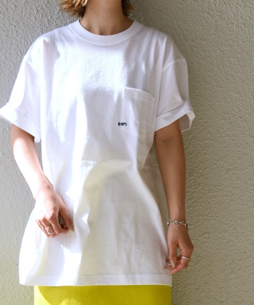 シップス(SHIPS) マイクロ SHIPSロゴ ポケット Tシャツ