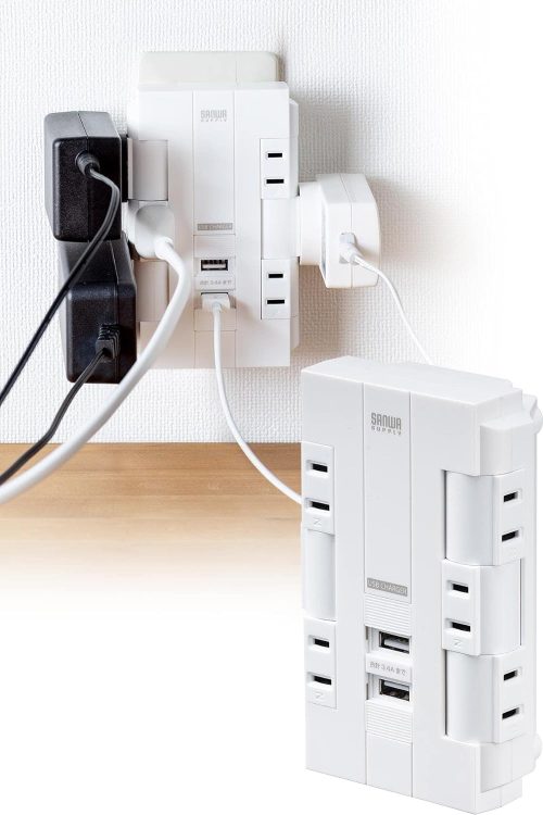 サンワサプライ(SANWA SUPPRY) 電源タップ 6個口 回転式 2P USB2ポート付 700-TAP046 2022