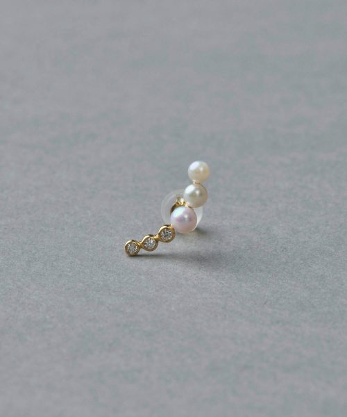 エテ(ete) K18YG スケール パール ダイヤモンド ピアス
