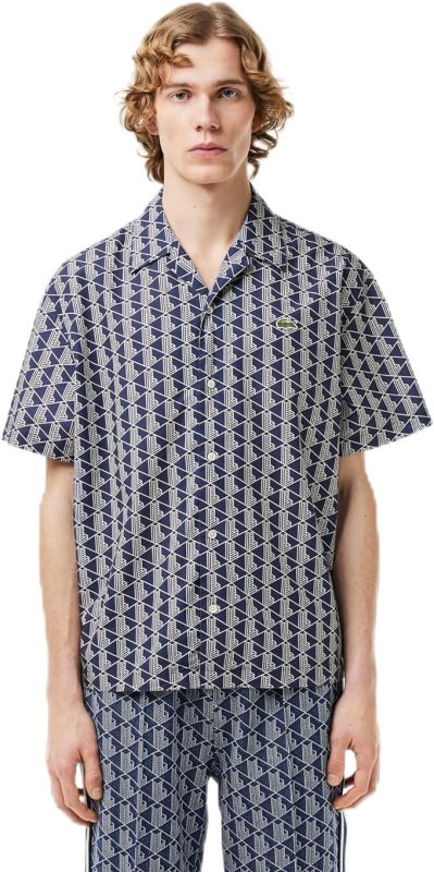 ラコステ(LACOSTE) オールオーバーモノグラムプリントオープンカラーシャツ