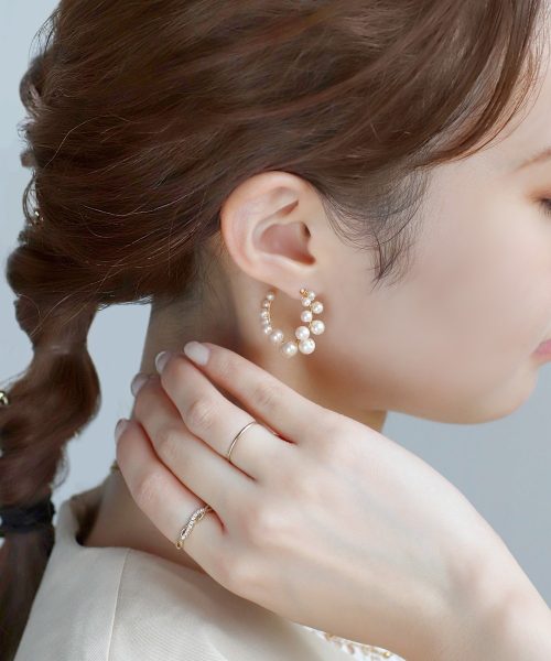 アネモネ(ANEMONE) パールラインフープピアス