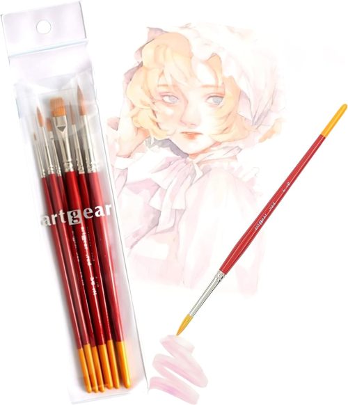 アートギアレッド(artgear red) 水彩/アクリル 兼用 筆 6本セット