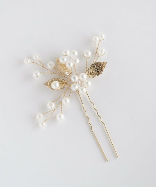 コレカラ(collecala) パール×ボタニカルデザインのU字コーム かんざし