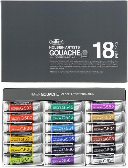 ホルベイン 不透明水彩絵具 ガッシュ 15ml G713 18色セット 3713