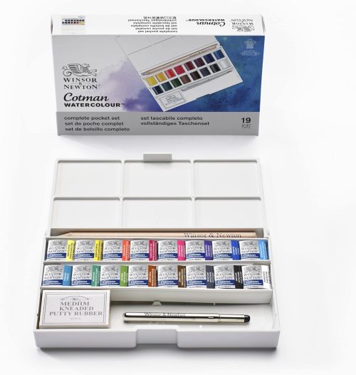 ウィンザー&ニュートン(Winsor & Newton) コットマン・ウォーターカラー ハーフパン16色コンプリートポケットセット 18909060