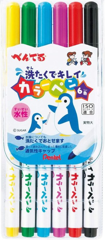 ぺんてる 洗たくでキレイカラーペン6色セット SCS2-6