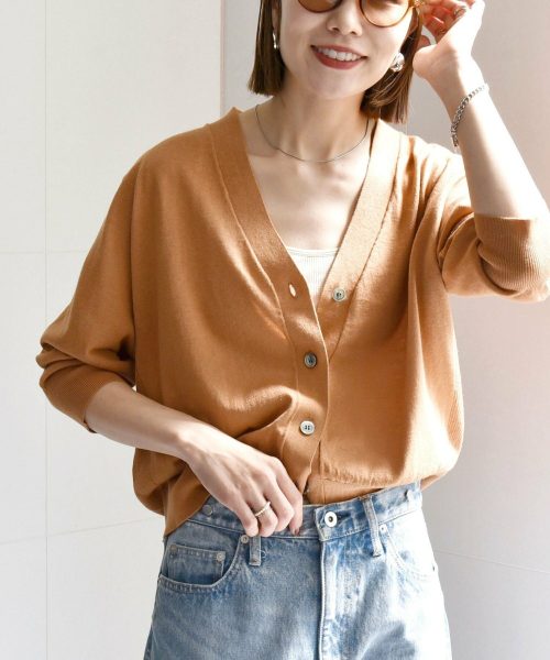 シップス(SHIPS) SHIPS any 手洗い可能 リネン ミックス Vネック カーディガン