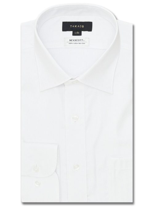 タカキュー(TAKA-Q) ノーアイロンスタンダードフィット ワイドカラー長袖シャツ