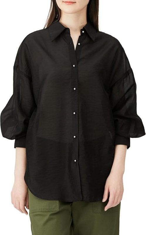 ビス(VIS) メタル釦シンプルシアーシャツ