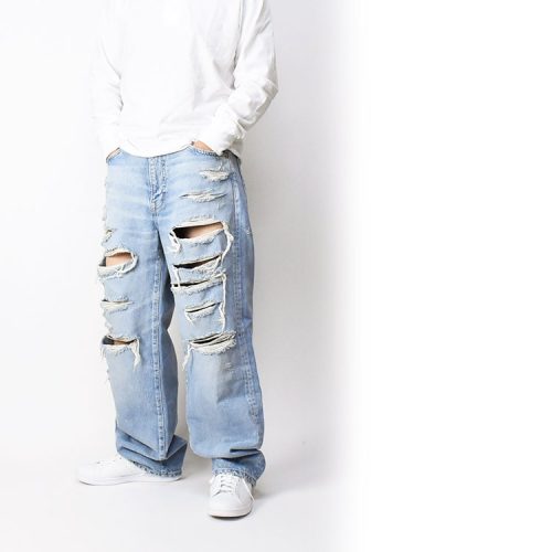 エドウイン(EDWIN) BOROBORO BLUES バギー デニムパンツ ダメージ ワイド